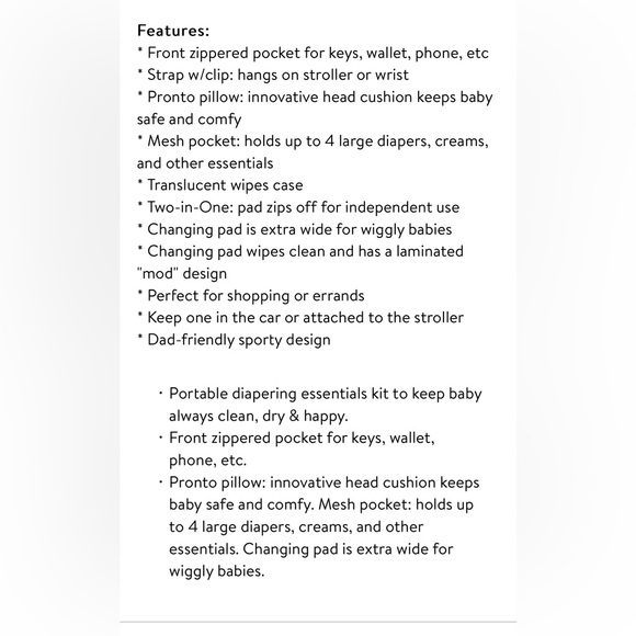 Skip Hop Pronto Baby Portable Changing Station & Diaper Changing Pad Clutch Onyx - Picture 15 of 16